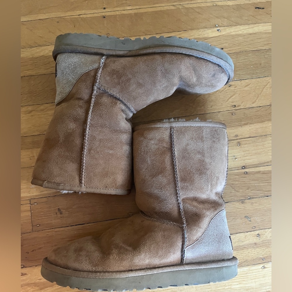 UGG shearling boots caramel 7 mid calf classic short II chestnut slippers brown - Picture 4 of 6